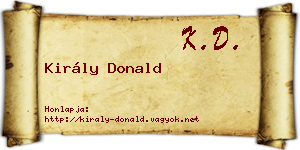 Király Donald névjegykártya